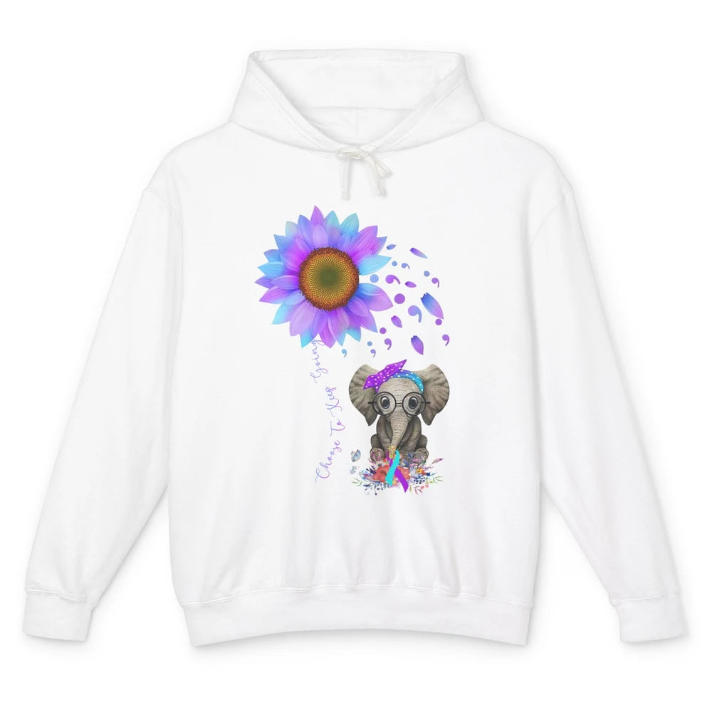 Sunflower Elephant Suicide Prevention Choose To Keep Going Unisex Lightweight Hoodie