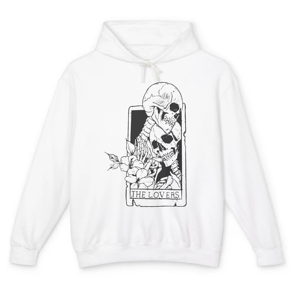 Funny Skeleton Couple The Lovers Tarot Card Valentines Day Unisex Lightweight Hoodie