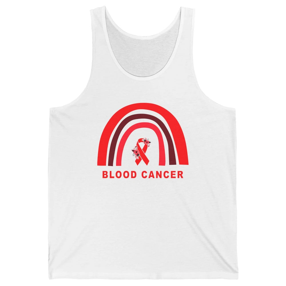 Blood Cancer Awareness Floral Red Ribbon Cute Rainbow Unisex Jersey Tank