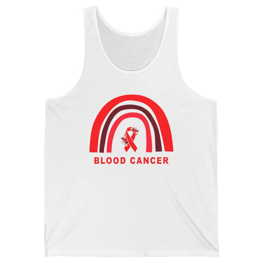 Blood Cancer Awareness Floral Red Ribbon Cute Rainbow Unisex Jersey Tank