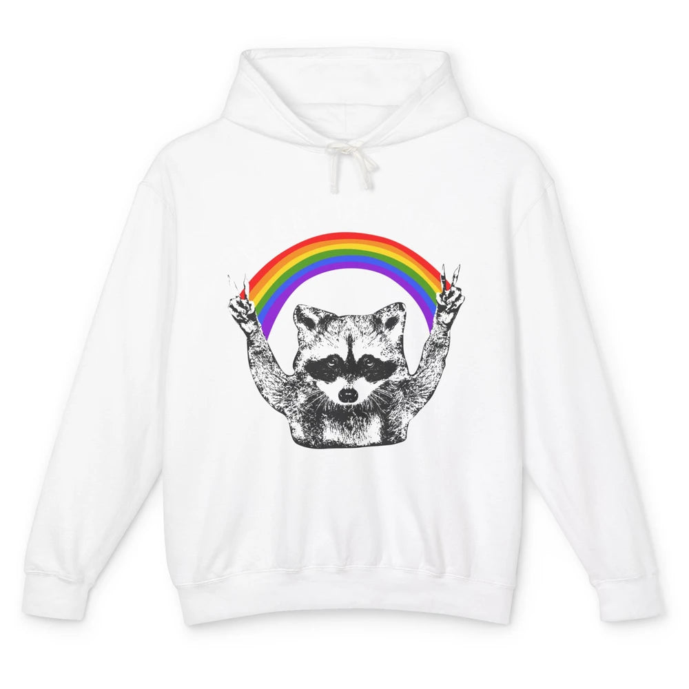 Funny Raccoon Be Gay Do Crime Rainbow LGBTQ Pride Gay Racoon Unisex Lightweight Hoodie