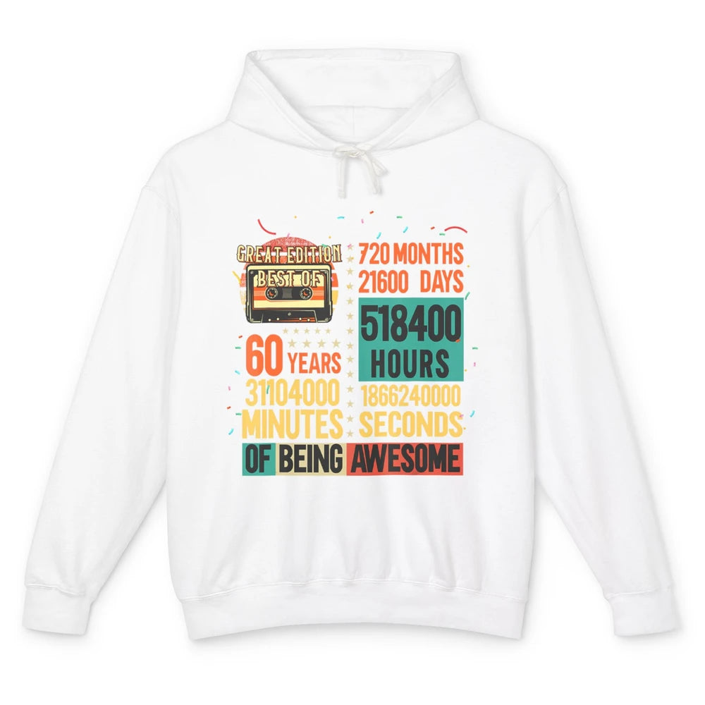 Retro 60s Lifetime Cassette Music Count Down 60th Birthday Unisex Lightweight Hoodie