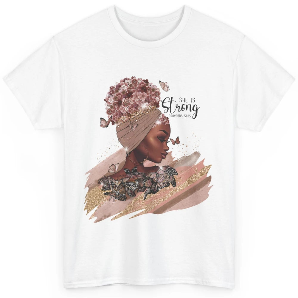 Floral Black Girl Shes Strong Afro Woman Christian Religious Classic Unisex T-Shirt