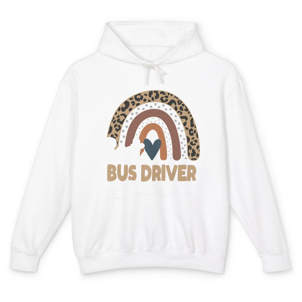 Funny Best School Bus Driver Ever Life Leopard Rainbow Boho Unisex Lightweight Hoodie