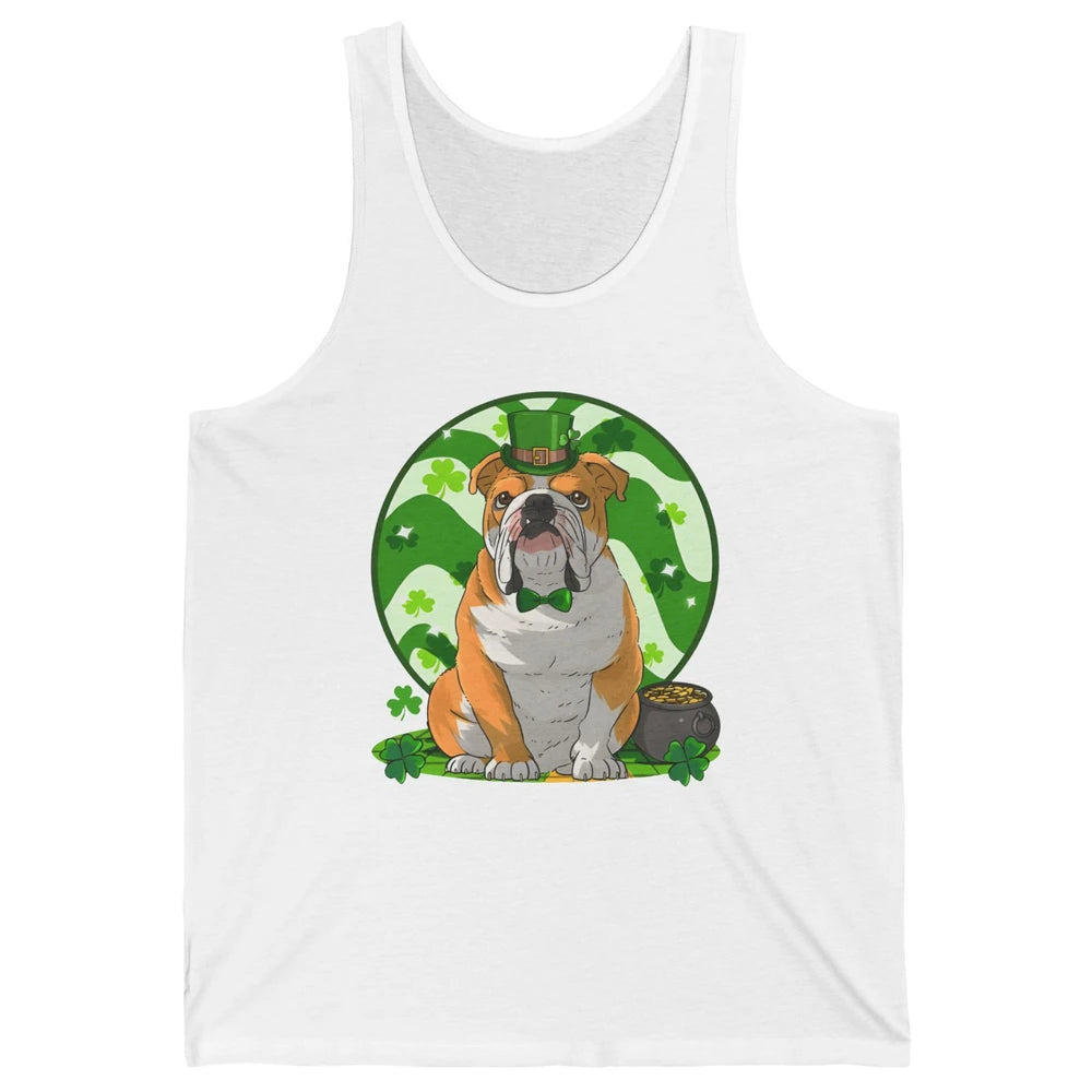 St Patrick's Day English Bulldog Lucky Charm Shamrock Irish Unisex Jersey Tank