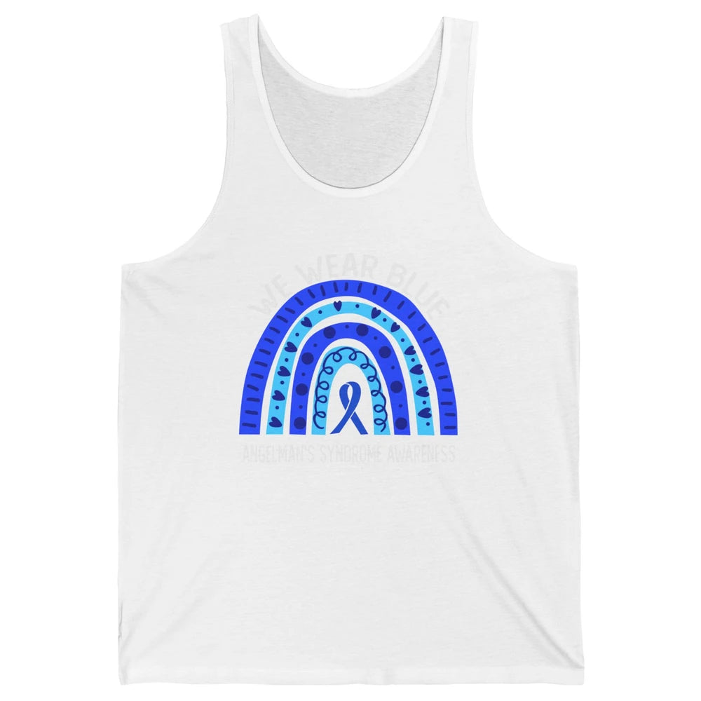 We Wear Blue For Angelman's Syndrome Blue Ribbon Rainbow Unisex Jersey Tank