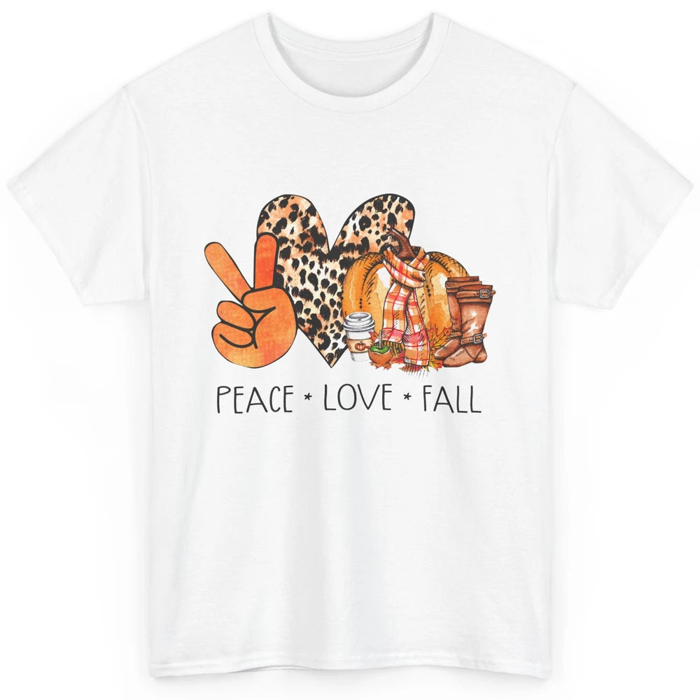 Peace Love Fall Pumpkin Spice Fall Halloween Thanksgiving Classic Unisex T-Shirt