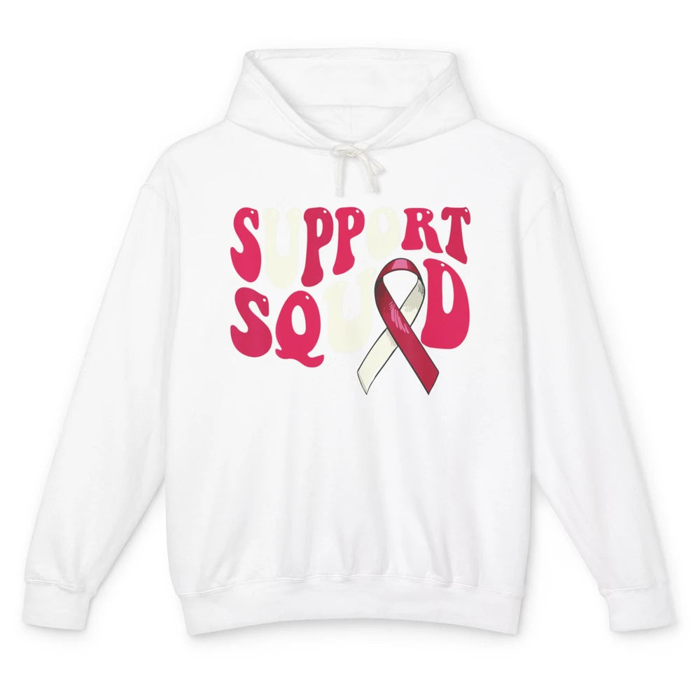 Groovy Support Squad Throat Cancer Awareness Burgundy White Unisex Lightweight Hoodie