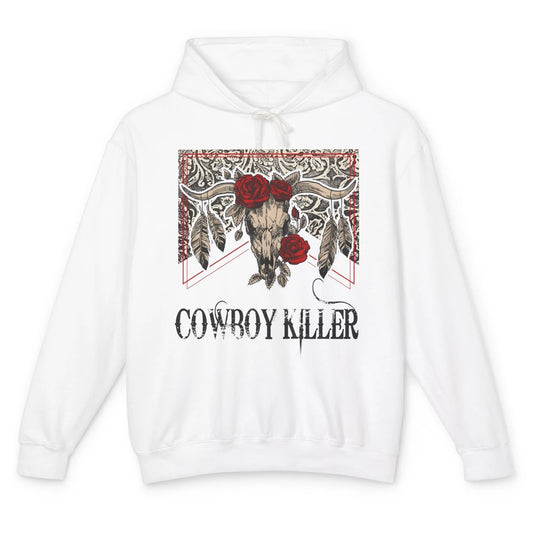 Texas Floral Skull Cowboy Killer Western Country Vintage Unisex Lightweight Hoodie