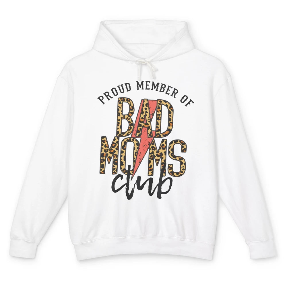 Leopard Proud Member Of Bad Moms Club Lightning Bolt Western Unisex Lightweight Hoodie