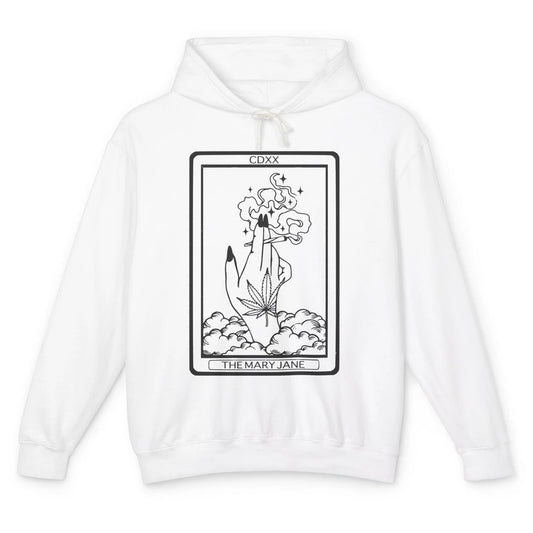 Vintage Weed Mary Jane Tarot Card Weed Smoker Smoking Lady Unisex Lightweight Hoodie