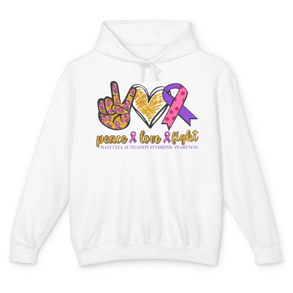 Mast Cell Activation Syndrome Awareness Peace Love Fight Unisex Lightweight Hoodie