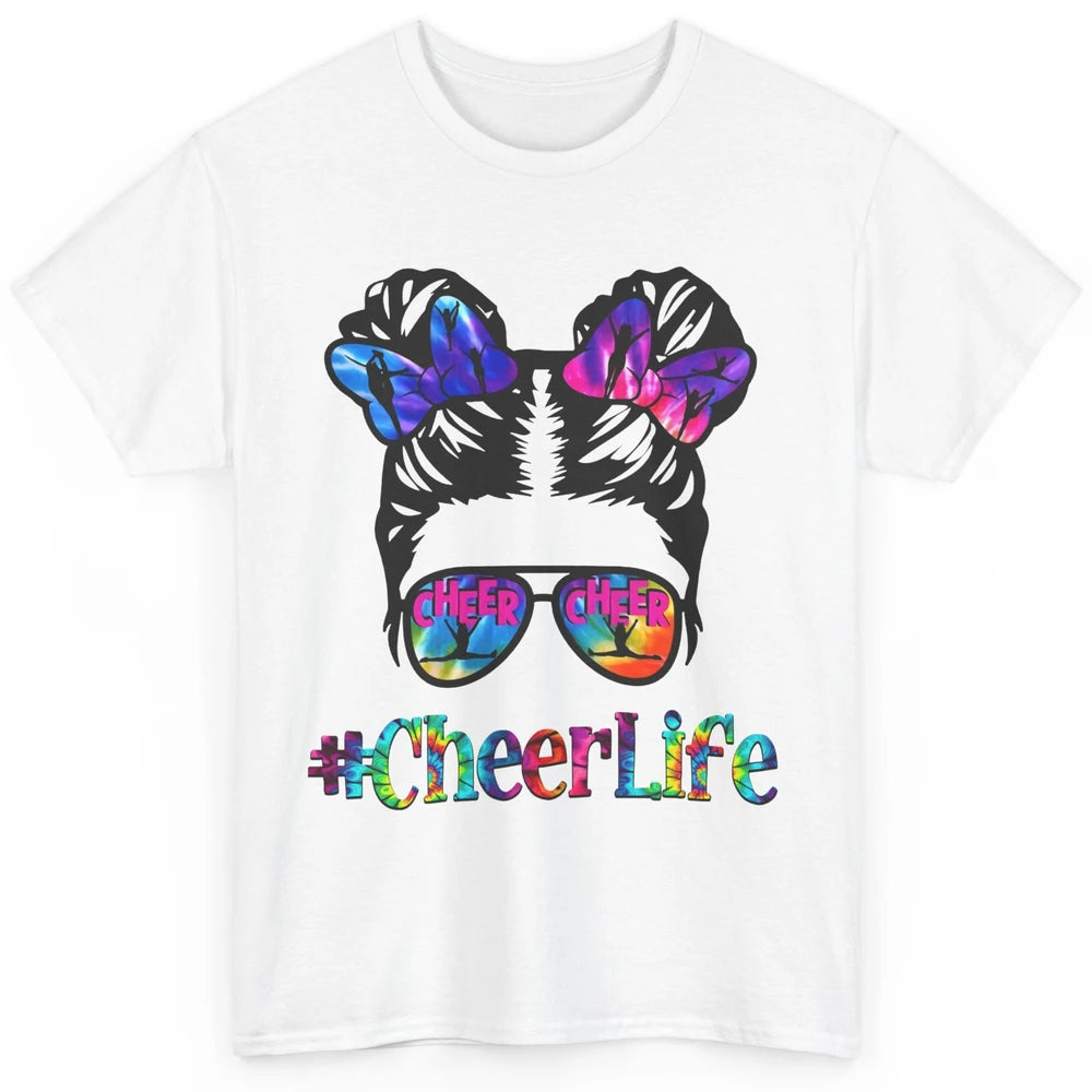 Cheerleading Kid Messy Bun Cheer Life Tie Dye Cheerleader Classic Unisex T-Shirt