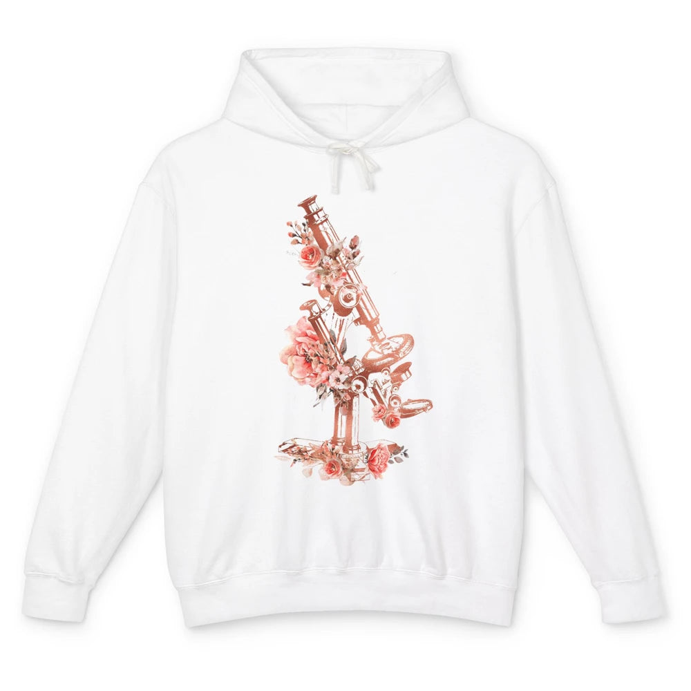 Floral Microscope Medical Laboratory Tools Microbiologist Unisex Lightweight Hoodie