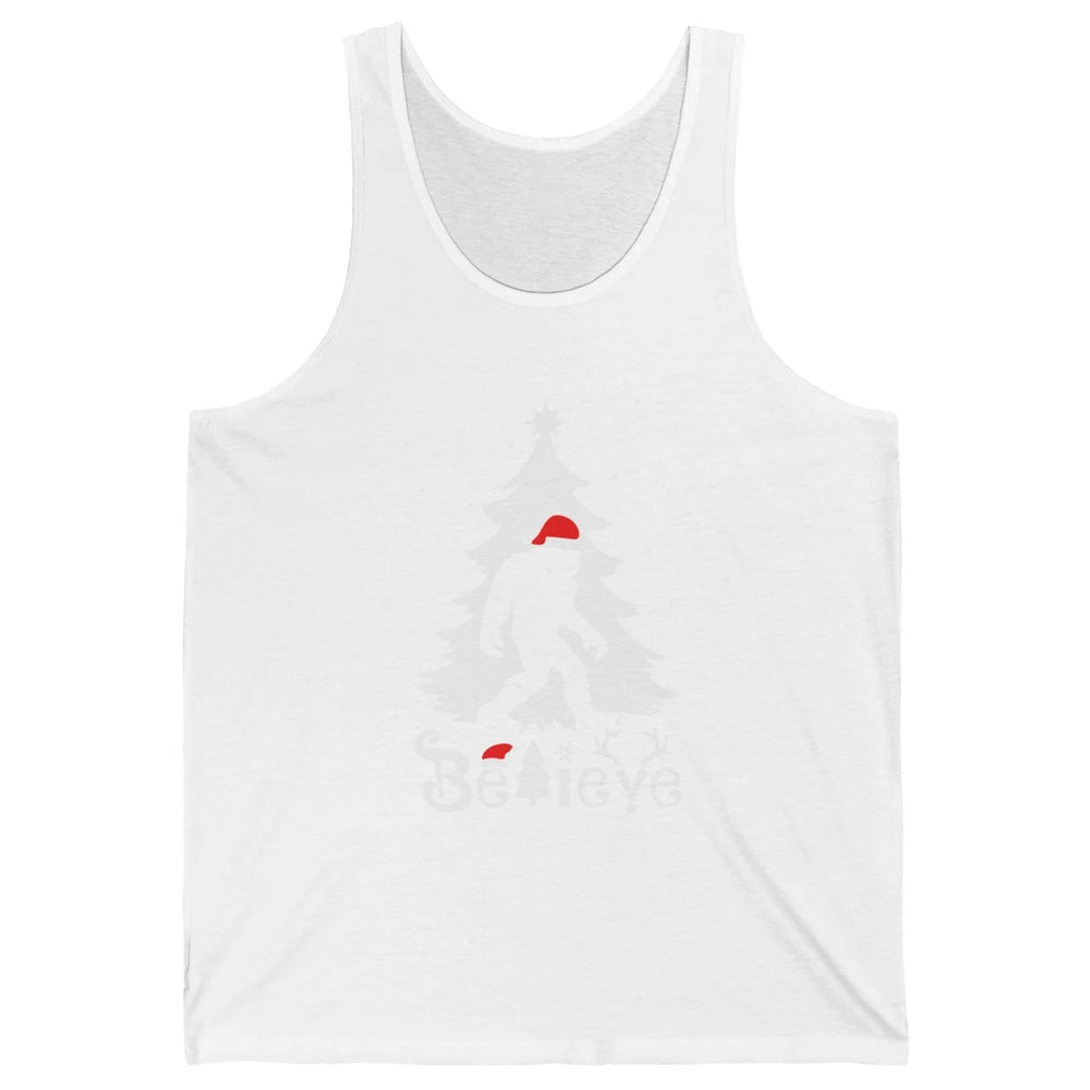 Funny Santa Bigfoot Believe Christmas Tree Sasquatch Lovers Unisex Jersey Tank