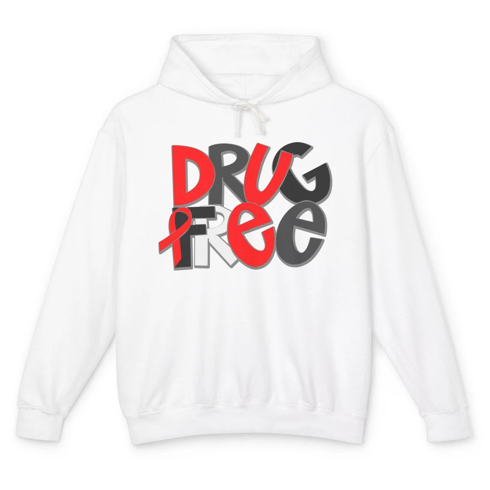 Red Ribbon Week Awareness Drug Free No Drug Red Ribbon Gift Unisex Lightweight Hoodie