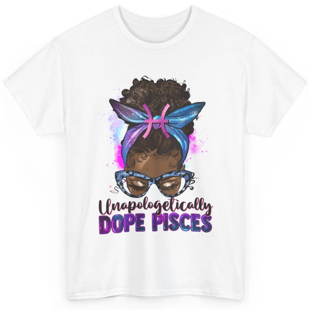 Unapologetically Dope Pisces Zodiac Leopard Afro Messy Bun Classic Unisex T-Shirt