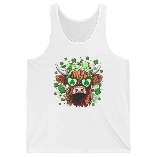 St Patrick Highland Cow Shamrock Bandana Western St Paddy Unisex Jersey Tank