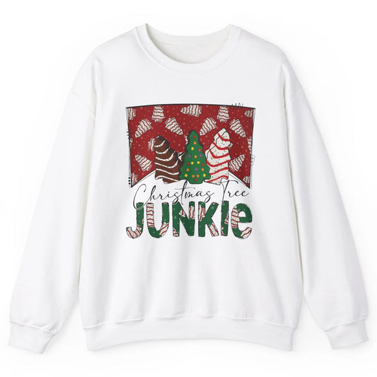 Funny Christmas Tree Cake Junkie Tis The Season Western Xmas Unisex Crewneck Sweatshirt