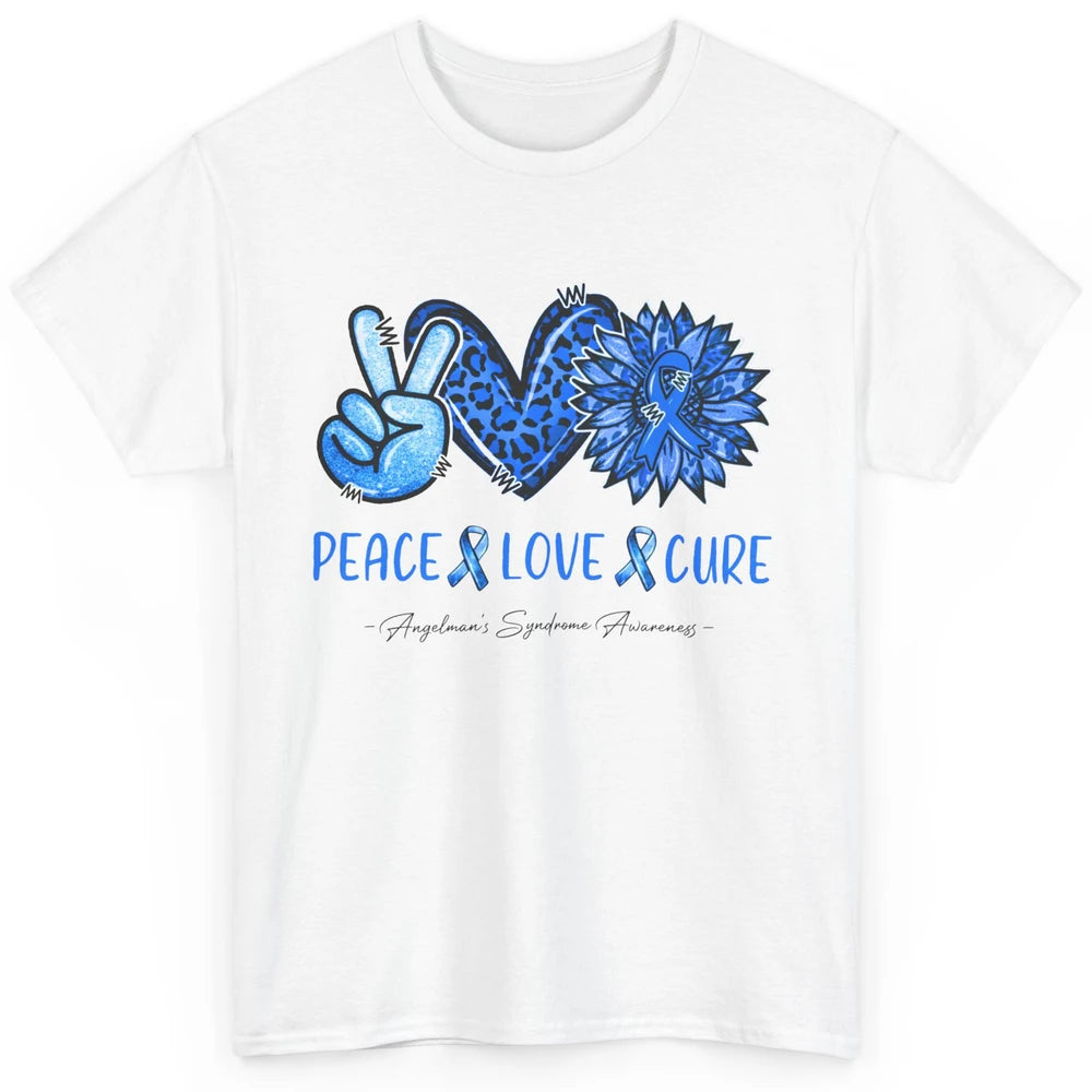 Angelman's Syndrome Blue Ribbon Peace Love Cure Sunflower Classic Unisex T-Shirt