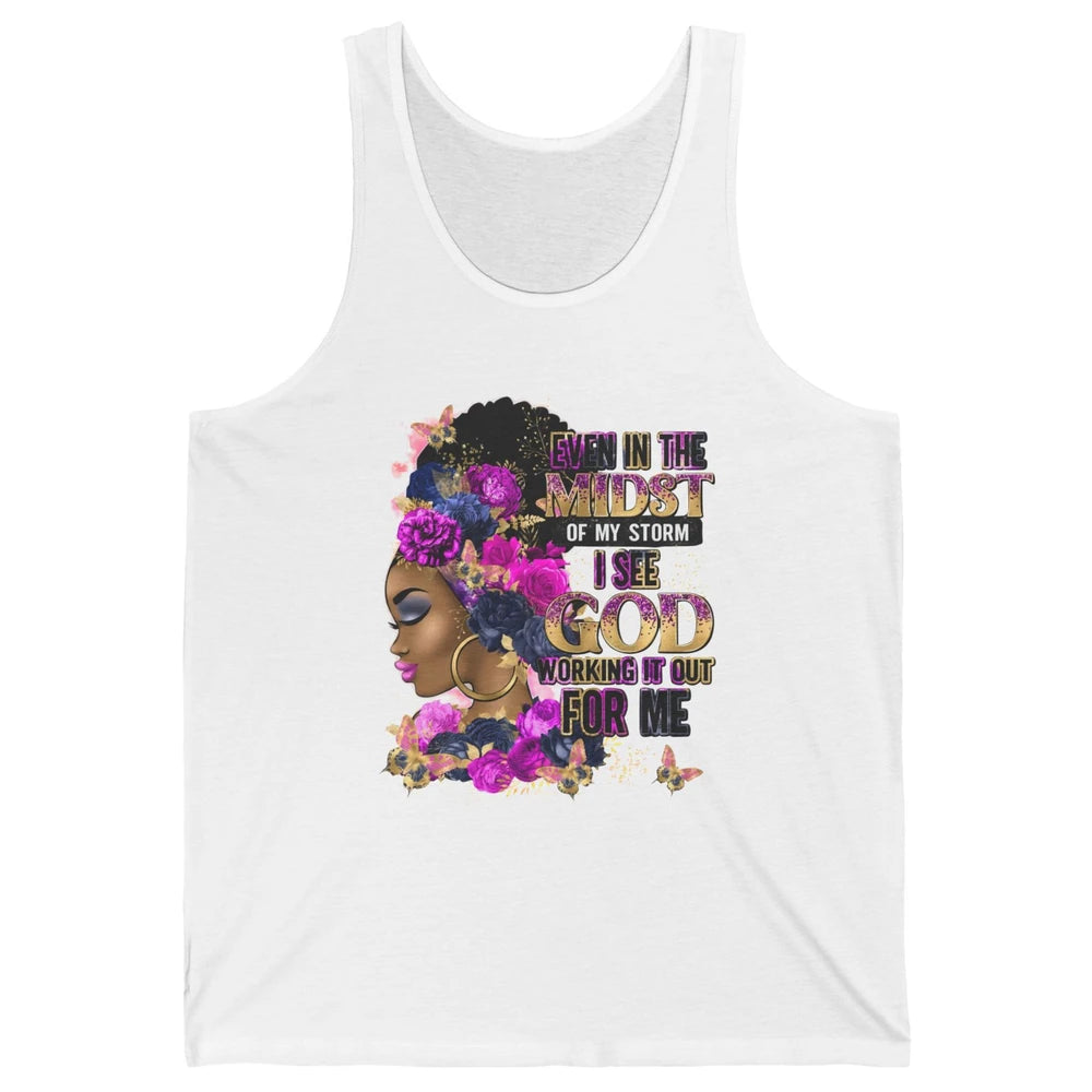 Black Girl In The Midst Of Storm Believe In God Christian Unisex Jersey Tank