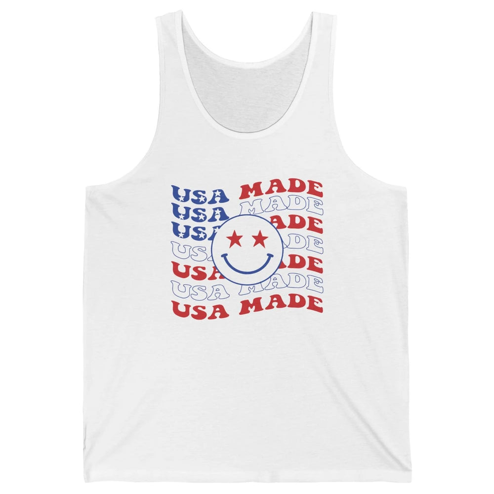 US Flag America Made Smiley Face July 4th American Patriots Unisex Jersey Tank