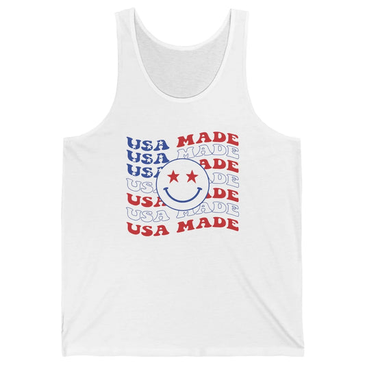 US Flag America Made Smiley Face July 4th American Patriots Unisex Jersey Tank