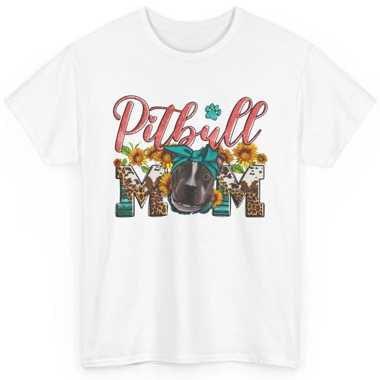 Sunflower Leopard Pitbull Mom Western Pitbull Dog Lady Gift Classic Unisex T-Shirt