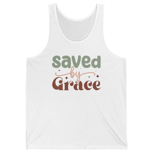 Boho Saved By Grace Jesus Christian Bible Verse Aesthetic Unisex Jersey Tank