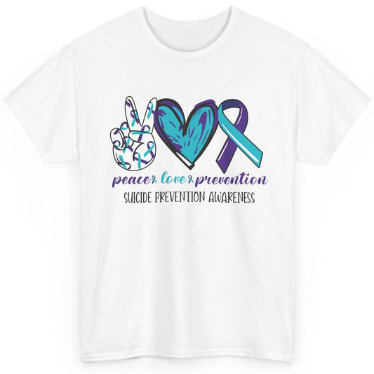 Suicide Prevention Awareness Ribbon Peace Love Prevention Classic Unisex T-Shirt