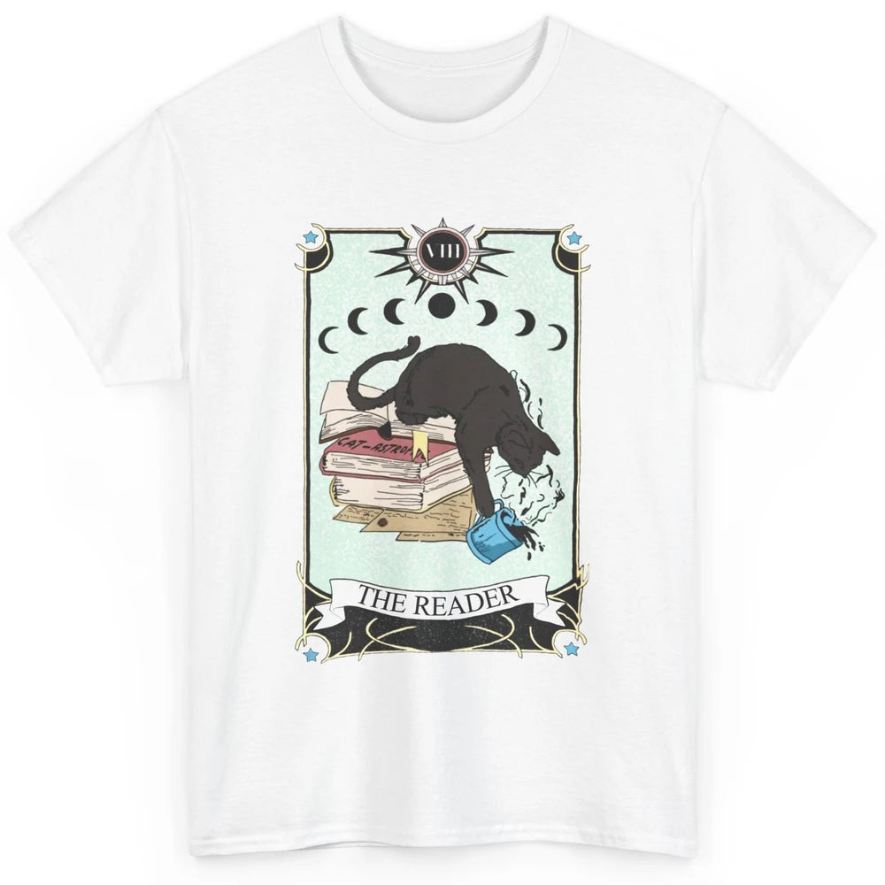 Witchy Black Cat The Reader Tarot Card Mystic Celestial Moon Classic Unisex T-Shirt