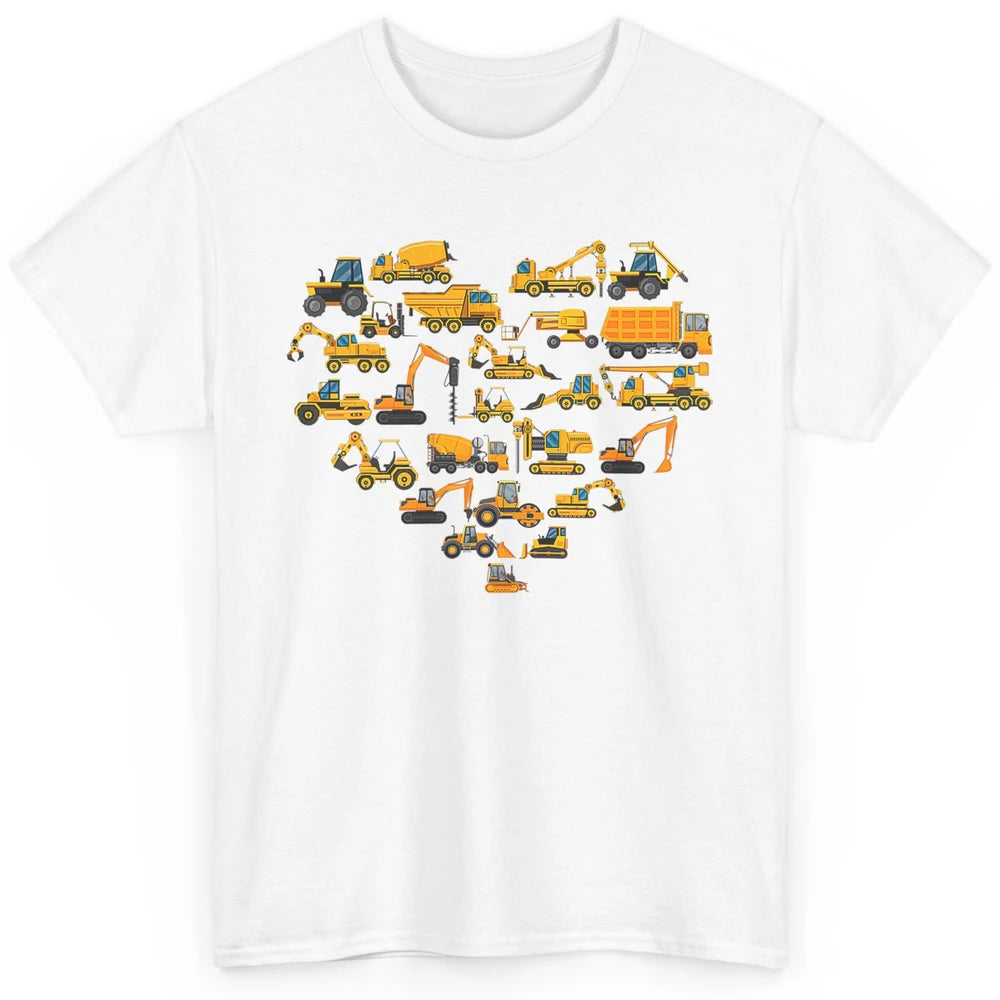 Types Of Construction Excavator Bulldozer Truck Heart Love Classic Unisex T-Shirt