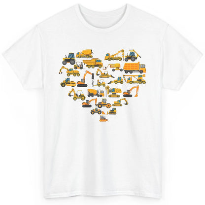 Types Of Construction Excavator Bulldozer Truck Heart Love Classic Unisex T-Shirt