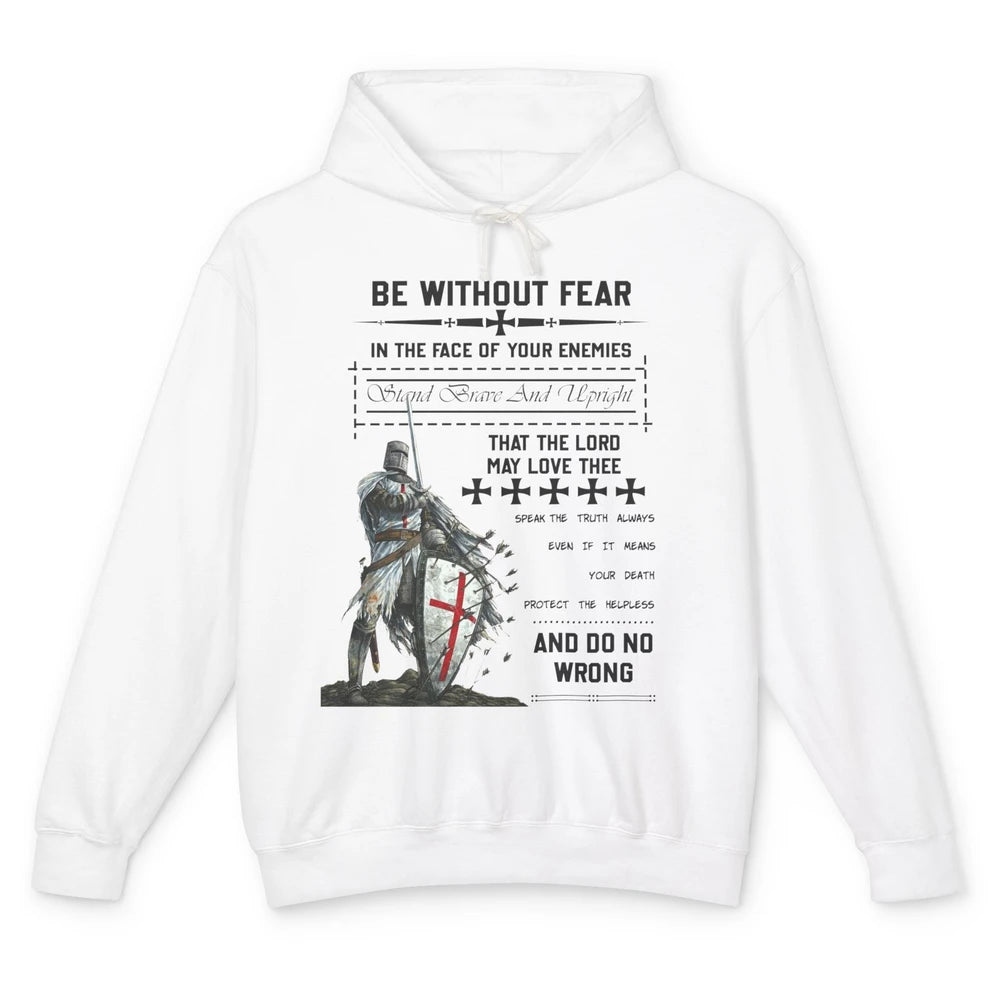 Knight Templar's Oath Be Without Fear In Your Enemies' Face Unisex Lightweight Hoodie