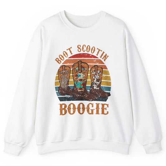 Vintage Cowboy Boots Scooting Boogie Western Country Cowgirl Unisex Crewneck Sweatshirt