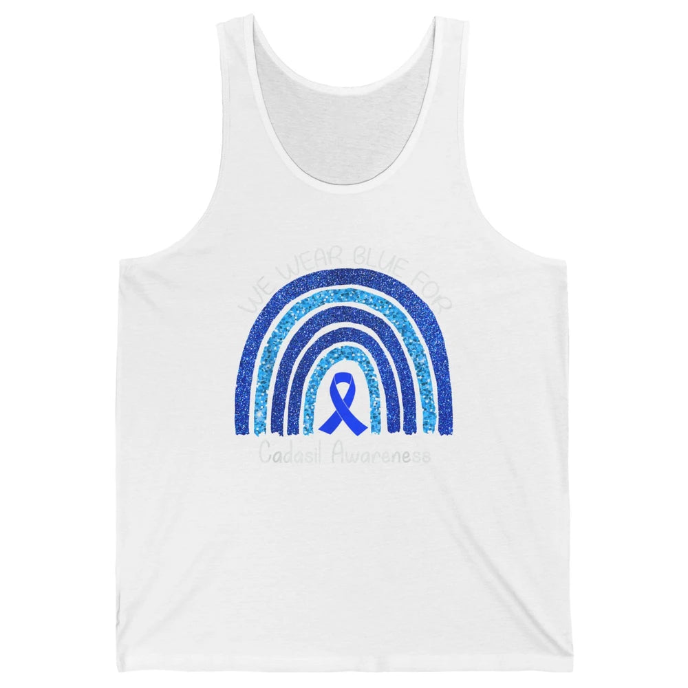 We Wear Blue Rainbow For Cadasil Awareness Month Blue Ribbon Unisex Jersey Tank