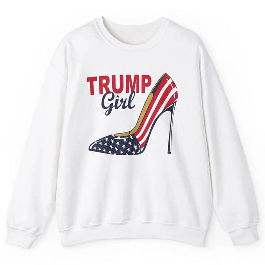 Trump Girl American Flag High Heels Republican Trump Support Unisex Crewneck Sweatshirt