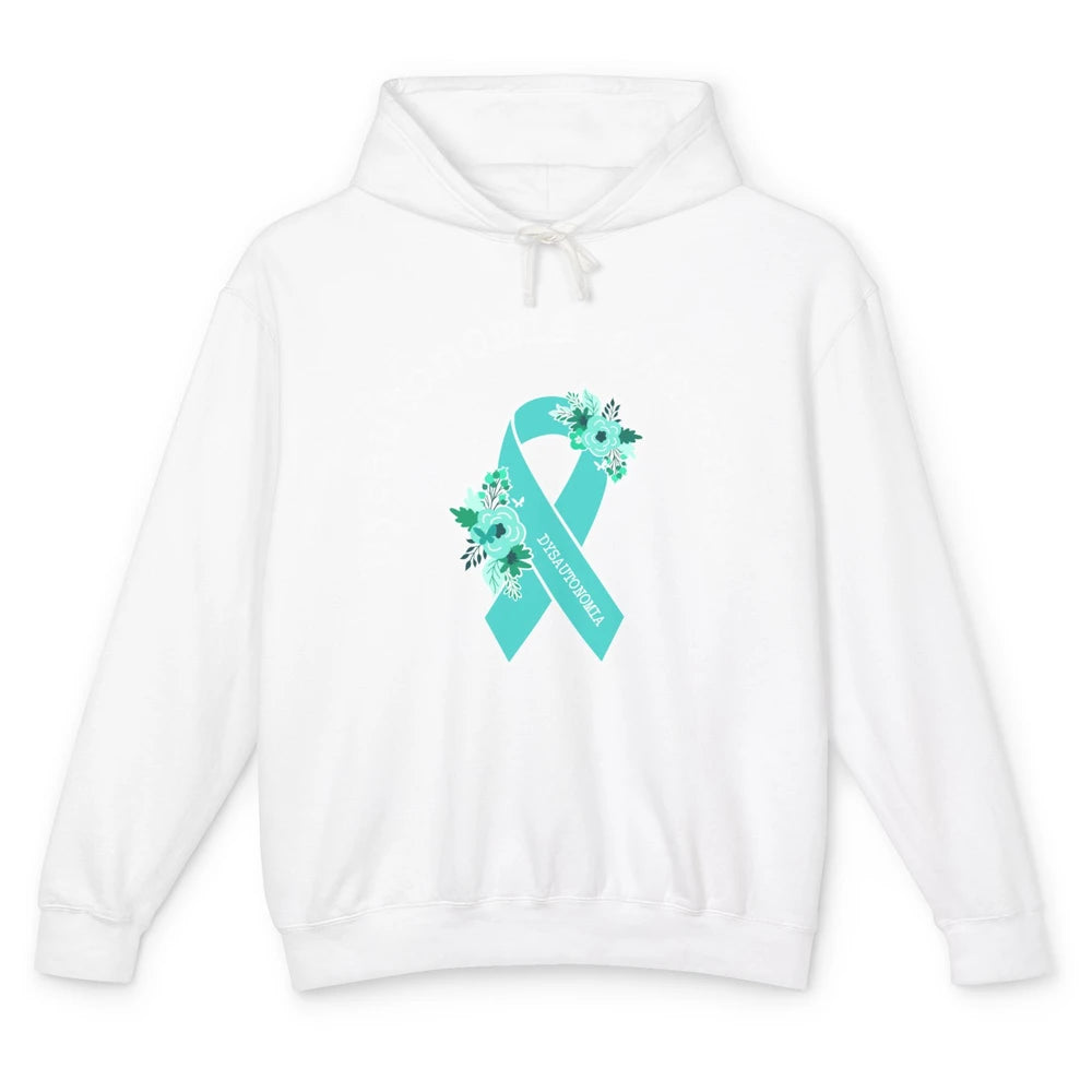 Dysautonomia Awareness Support Floral Blue Ribbon Rainbow Unisex Lightweight Hoodie