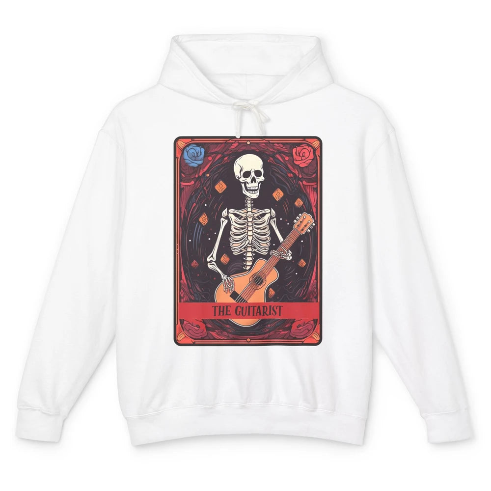 Retro Skeleton Musician The Guitarist Tarot Card Halloween Unisex Lightweight Hoodie