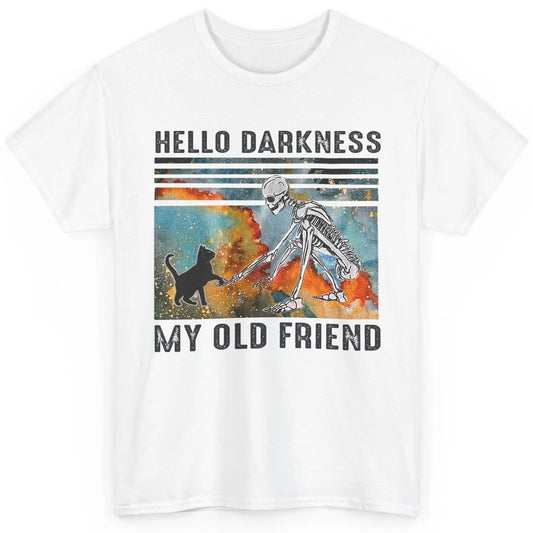 Black Cat And Skeleton Hello Darkness My Old Friend Cat Love Classic Unisex T-Shirt