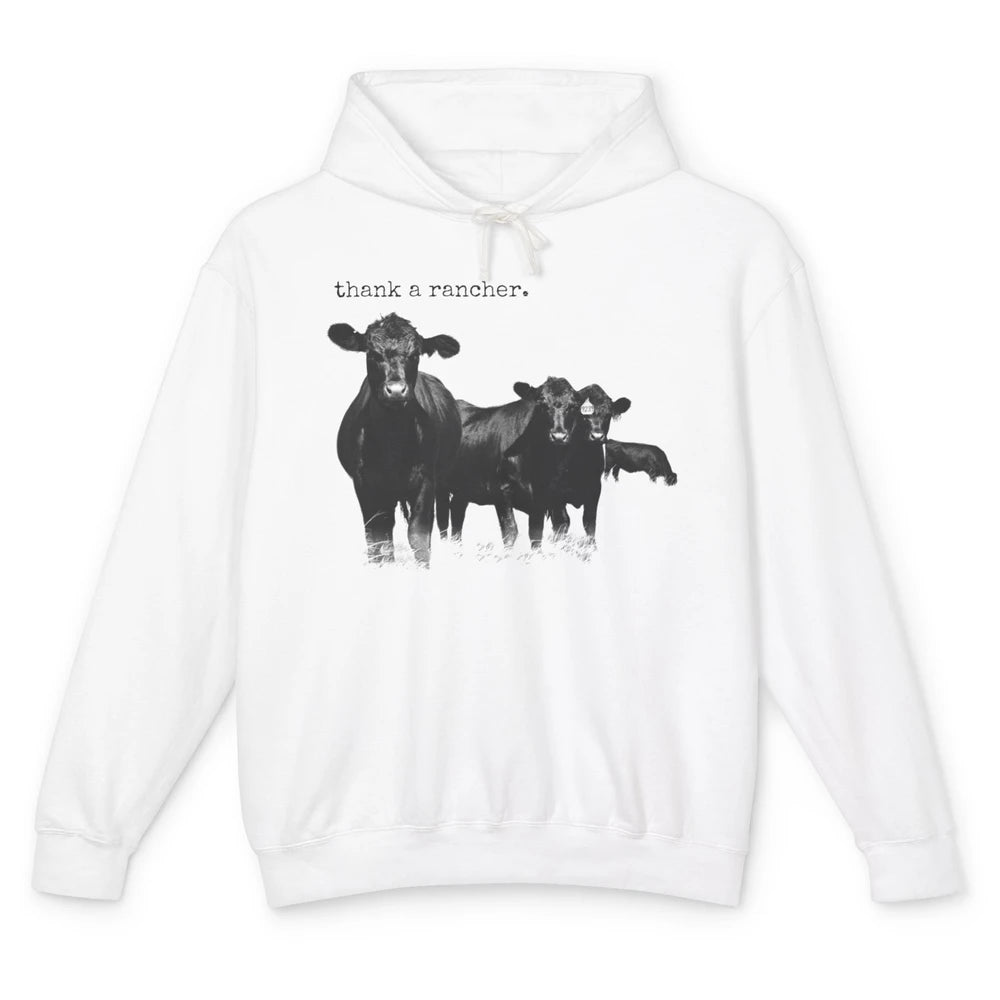 Funny Cow Gang Thank A Rancher Farm Animals Cattles Western Unisex Lightweight Hoodie