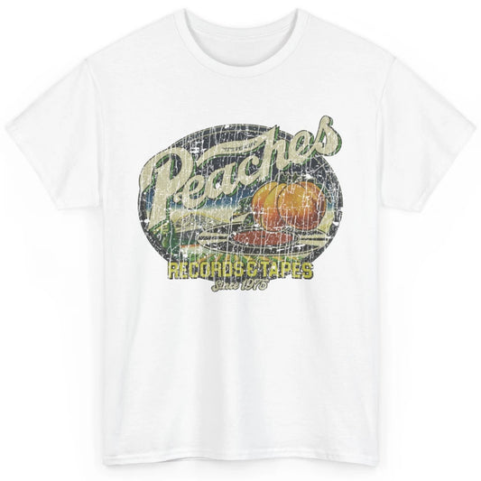 Vintage Peaches Record Tapes Retro 70s Peach Summer Fruit Classic Unisex T-Shirt