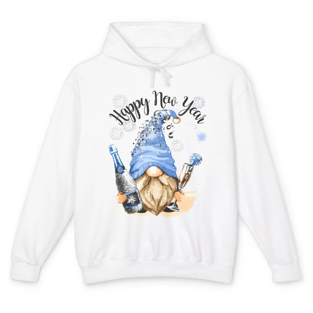 Happy New Year Gnome Champagne New Year Eve Cheer Gnomies Unisex Lightweight Hoodie