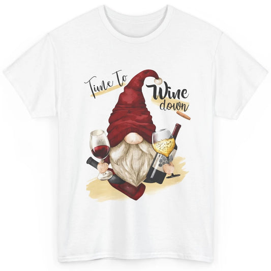 Christmas Gnome Wine It's Time to Wine Down Winter Holiday Classic Unisex T-Shirt