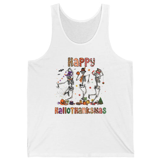 Funny Dancing Skeleton Happy Hallo-thank-mas Fall Pumpkin Unisex Jersey Tank