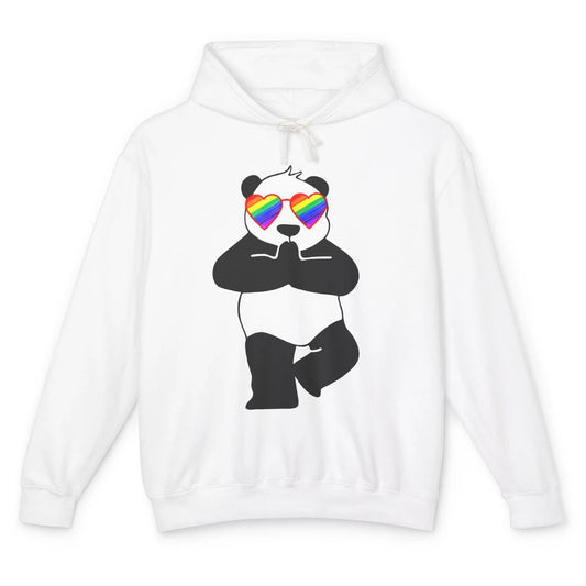 Yoga Panda LGBT Gay Pride Month Rainbow Sunglasses Love Unisex Lightweight Hoodie