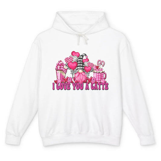 Pink Gnome And Valentines Day Latte Mugs I Love You Coffee Unisex Lightweight Hoodie