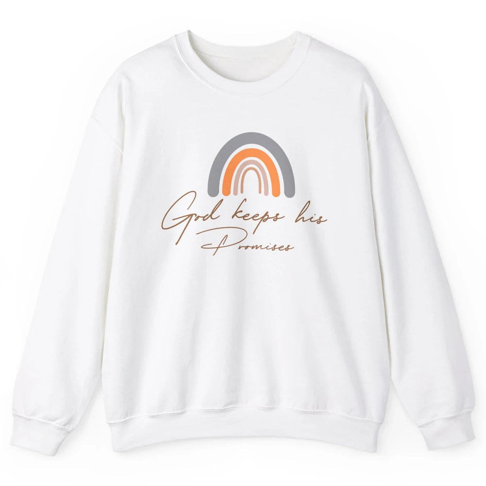 Boho Rainbow God Keeps His Promises Christian Religious Unisex Crewneck Sweatshirt