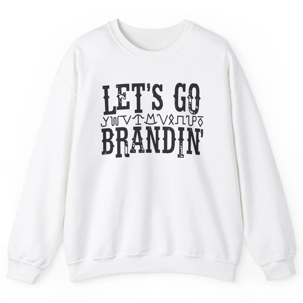 Vintage Cowboy Hat Let's Go Brandin' Western Country Symbols Unisex Crewneck Sweatshirt