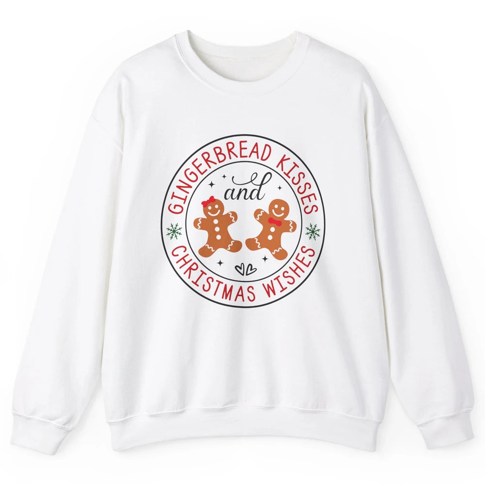 Christmas Gingerbread Kissed And Christmas Wishes Winter Unisex Crewneck Sweatshirt